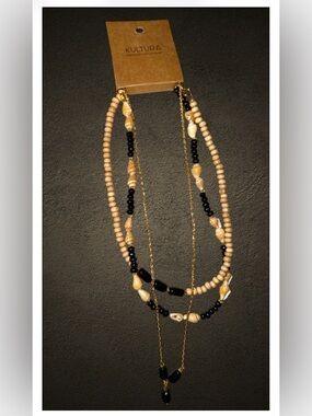 *new* Kultura Multi-Strand Beaded with Shells Necklace